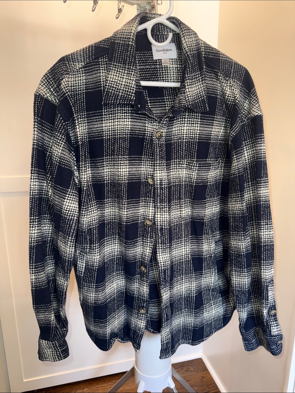 Goodfellow & Co Navy and White Plaid Shirt Jacket